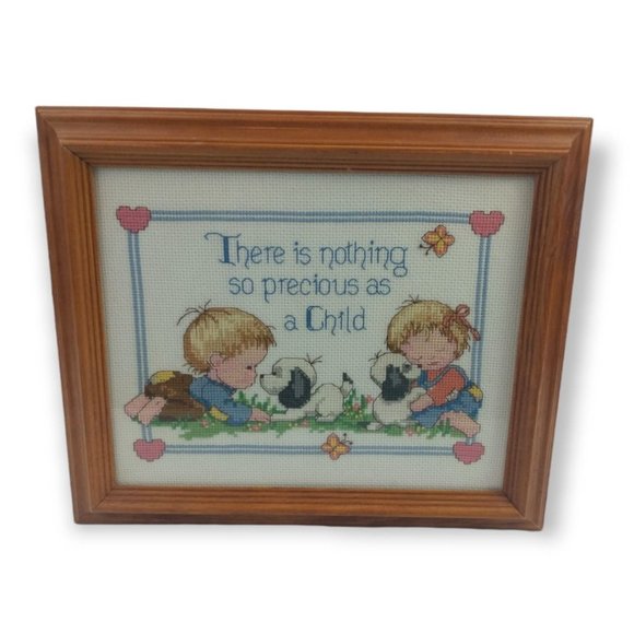 There is Nothing So Precious as a Child Framed Finished Cross Stitch 12 x 10 - Picture 2 of 3